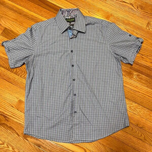 INSERCH Men’s Short Sleeve Multi Color Plaid Shirt - Slim Fit - Size XL - EUC